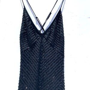 Women’s Sara Feinberg Silk Sequin Cami Top, Black Size Large